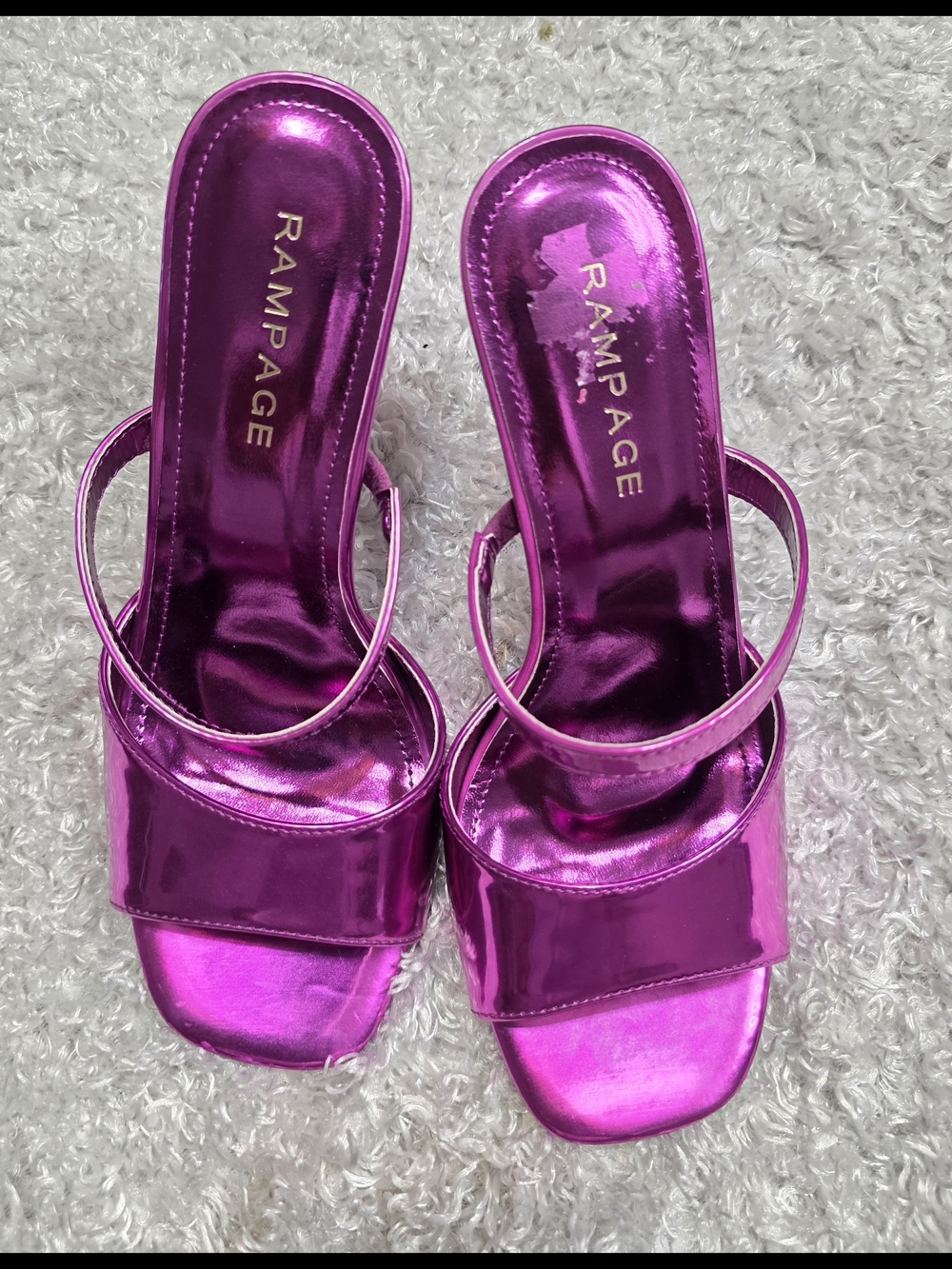 Rampage Metallic Fuchsia Slide Heels